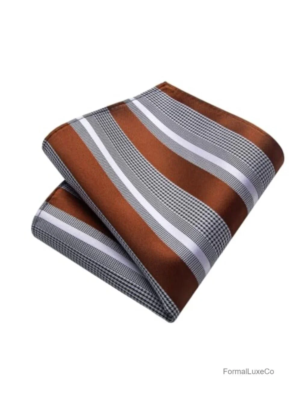 Men's Silk Blend Striped Tie and Pocket Square Set with Gift Box Formal